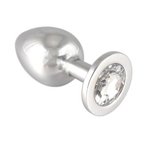 Edelstahl-Buttplug mit klarem Kristall (155g)