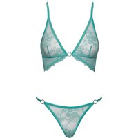 Dessous-Set aus mintfarbener Spitze