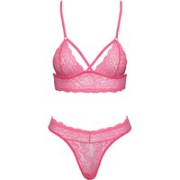 Dessous-Set aus pinkfarbener Spitze